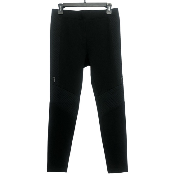 Anne Fontaine Black Full Length Legging Size 40 Zipper Detail Quilting - Picture 1 of 5